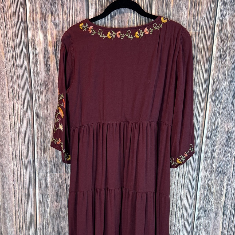 Orange Creek Burgundy Floral Long Sleeve Dress - Picture 8 of 10